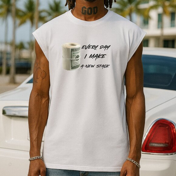 Streetwear Sleeveless Shirt Every Day I Make a New Stack Muscle Tee OTKYDACH - Picture 3 of 4